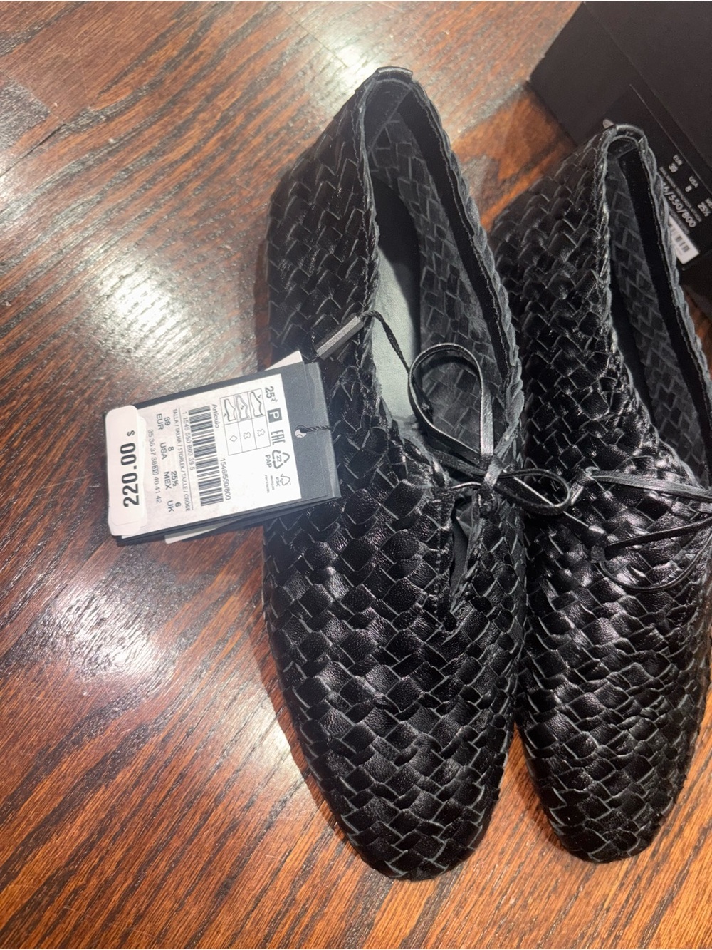 Massimo Dutti Black Woven Leather Ballet Flats - Picture 3 of 13